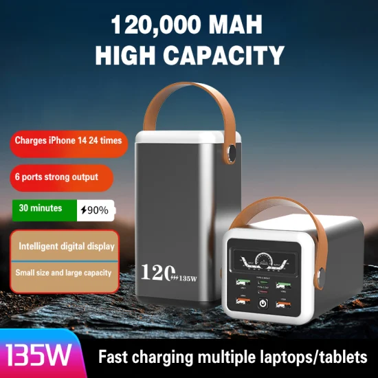 Portable 135W Mobile Power Source LED Display Power Bank Station 120000mAh